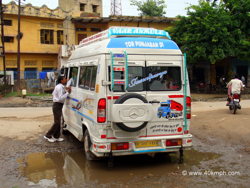 Punjabi Lyrics Behind Van at Barsana, Uttar Pradesh, India