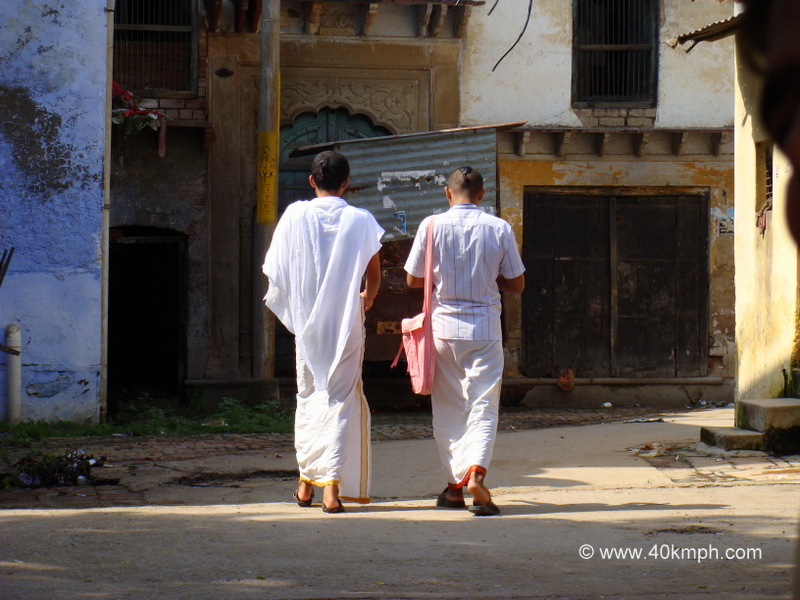 Students Walking in Traditional Clothing in Vrindavan, Uttar Pradesh, India