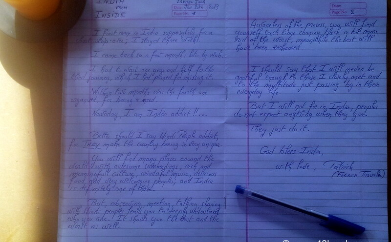 Letter of Appreciation from French Traveler