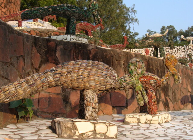 Birds Sculptures Made from Broken Bangles at Rock Garden, Chandigarh