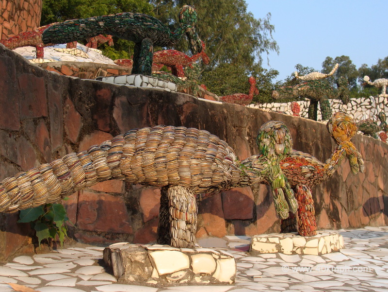 Birds Sculptures Made from Broken Bangles at Rock Garden, Chandigarh