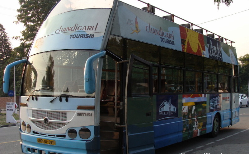 Hop on Hop off Tourist Coach nearby Nek Chand's Rock Garden, Chandigarh
