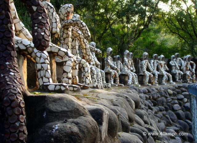 Sitting Sculptures Made of Crockery and Bottle Caps at Rock Garden, Chandigarh