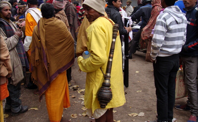 Man Carrying Gada at Dashashwamedh Ghat road, Varanasi, Uttar Pradesh, India