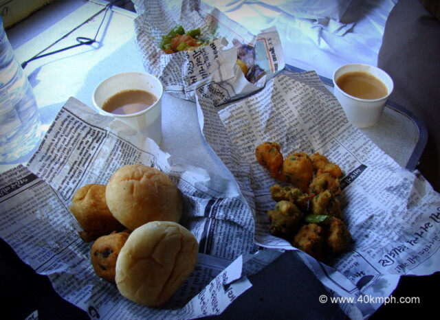 Vada Pav, Moong Dal Pakoras and Tea from Vadodara Railway Station, Gujarat, India