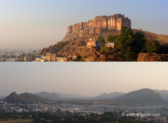 View of Mehrangarh Fort (Jodhpur) and Pushkar Lake, Rajasthan, India
