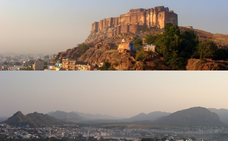 View of Mehrangarh Fort (Jodhpur) and Pushkar Lake, Rajasthan, India