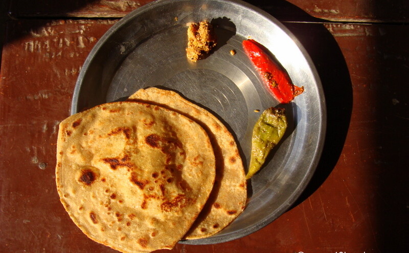 Achaar aur Parathe for Breakfast in Vrindavan, Uttar Pradesh, India