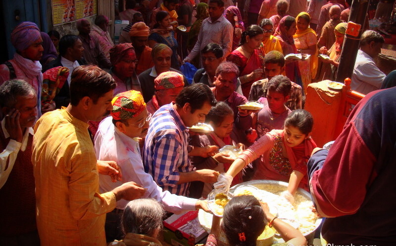 Free Food Distribution on the Occasion of Lathmar Holi Festival at Barsana, Uttar Pradesh, India