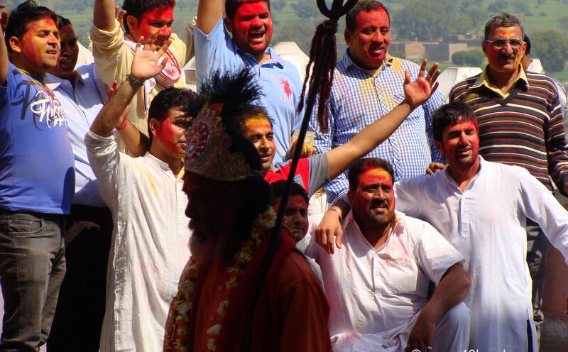 Holi Group Photo at Radha Rani temple, Barsana, Uttar Pradesh, India