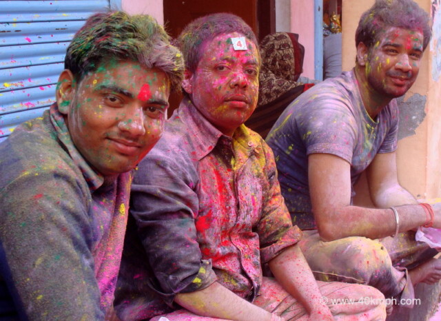 Holi Mood during Lathmar Holi - 2014 at Barsana, Uttar Pradesh, India