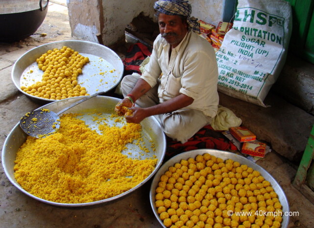 Making Boondi Laddu at Barsana, Uttar Pradesh, India