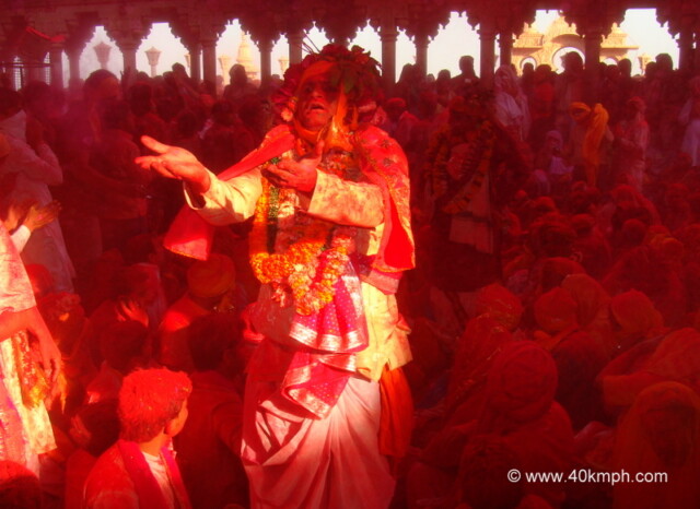 Samaj Gayan on the Occasion of Laddu Mar Holi at Radha Rani Temple, Barsana, Uttar Pradesh, India