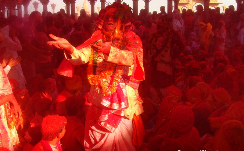 Samaj Gayan on the Occasion of Laddu Mar Holi at Radha Rani Temple, Barsana, Uttar Pradesh, India