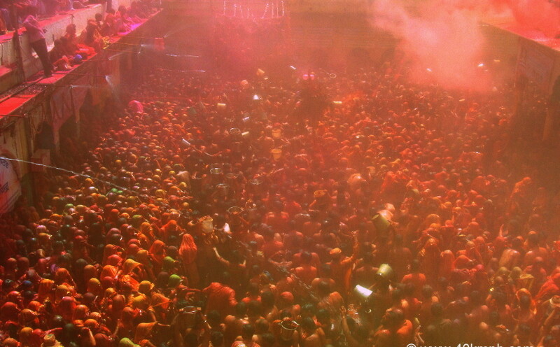 Crowd of Devotees during Huranga Festival at Dauji Temple, Baldeo, Uttar Pradesh, India