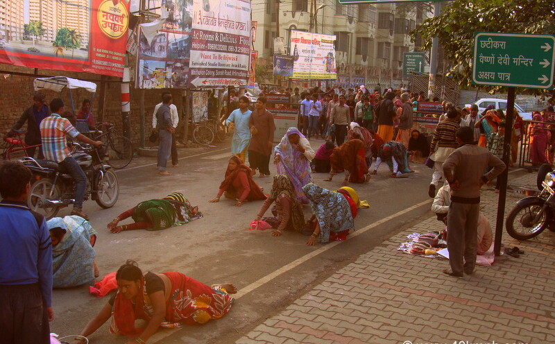 Dandavat Pranam by Devotees at Vrindavan Parikrama Marg, Uttar Pradesh, India