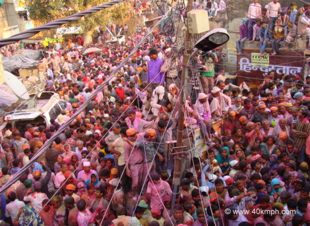 Huge Crowd for Lathmar Holi 2014 at Barsana, Uttar Pradesh, India