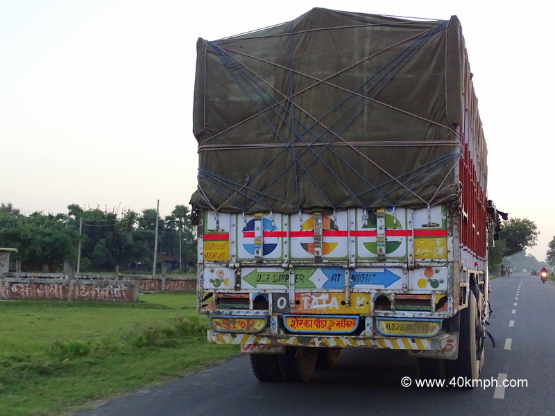 Do Not Follow Quote Behind Truck taken at Rajgir-Gaya Road (National Highway 82), Bihar, India