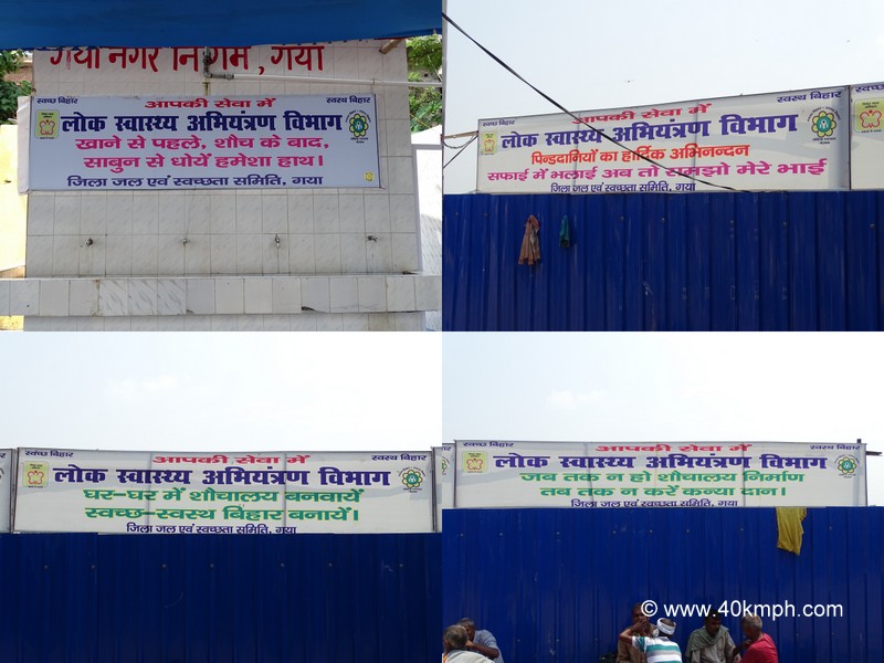 Slogans for Cleanliness on The Bank of Falgu River nearby Vishupad Temple, Gaya, Bihar, India