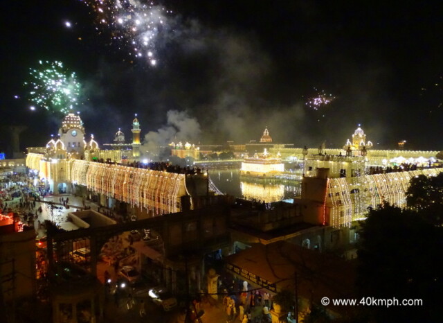 Golden Temple (Amritsar, India) on Diwali Night View from Hotel Sapphire