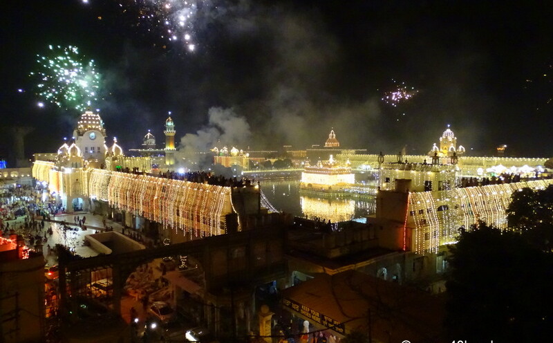 Golden Temple (Amritsar, India) on Diwali Night View from Hotel Sapphire