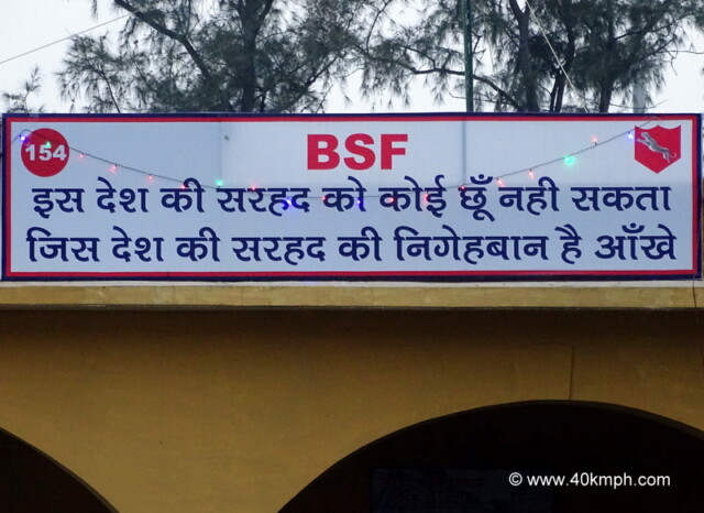 Patriotic Quote for India at Wagah Border, Punjab, India