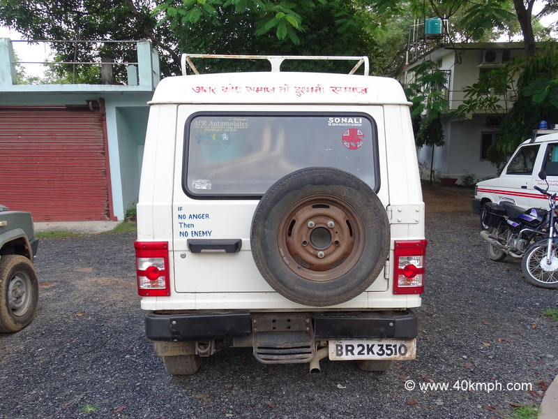Quote Behind Jeep About Anger Management at Root Institute, Bodhgaya, Bihar, India