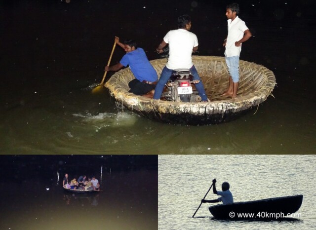 An Indian Coracle on Tungabhadra River at Hampi in Karnataka, India