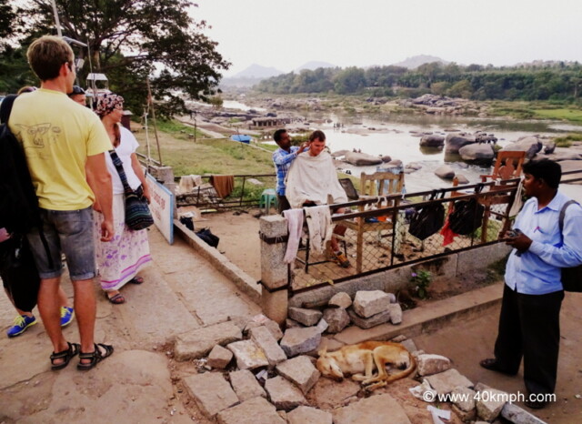 Outdoor Open Air Barber Shop in Hampi, Karnataka, India
