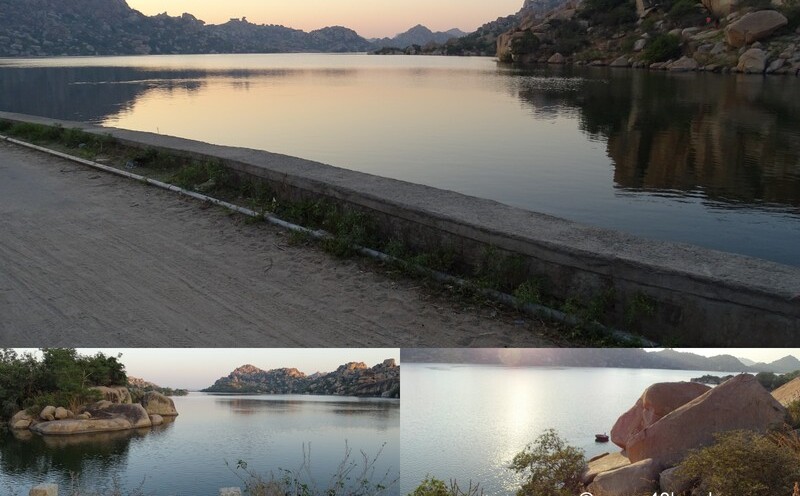 Sanapur Lake near Hampi in Karnataka, India