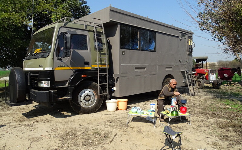 Capt Suresh Sharma and The Overland Truck at Kila Raipur, Punjab, India