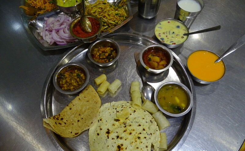 Gujarati Traditional Thali at Geeta Lodge Near Railway Station, Junagadh, Gujarat, India