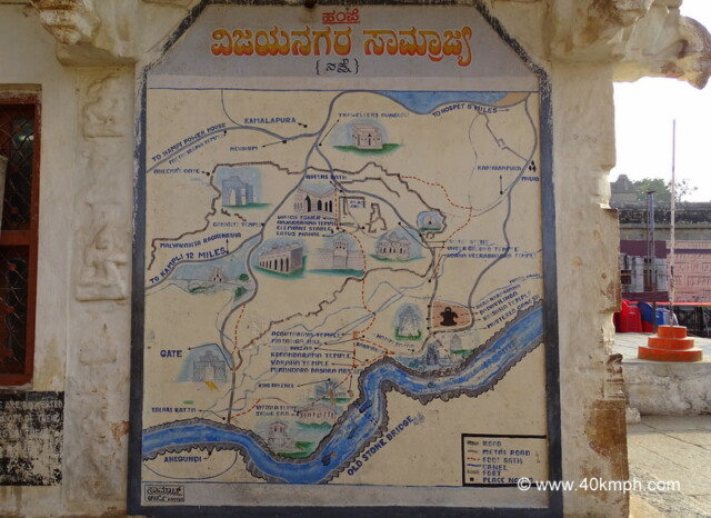 Hand Painted Map of Hampi (Karnataka, India) at Virupaksha Temple