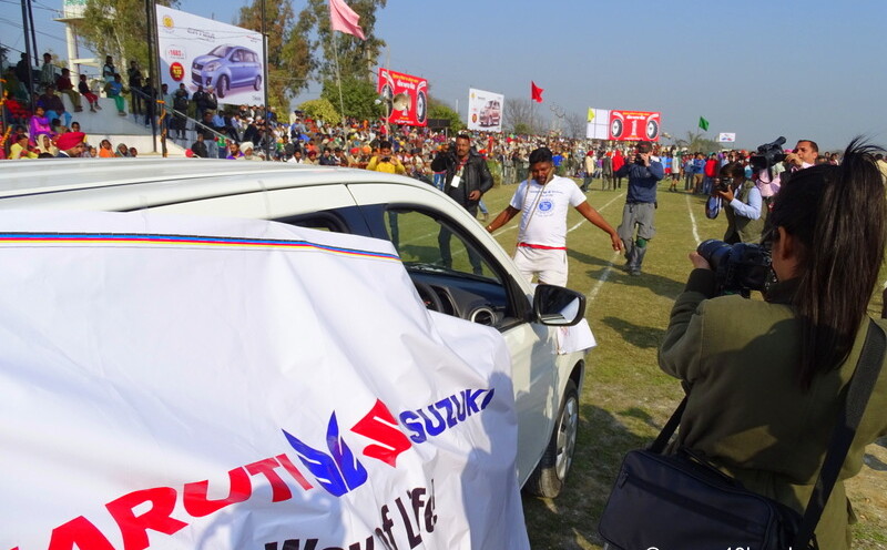Pulling Car with Ears at Kila Raipur Sports Festival 2015 in Punjab, India
