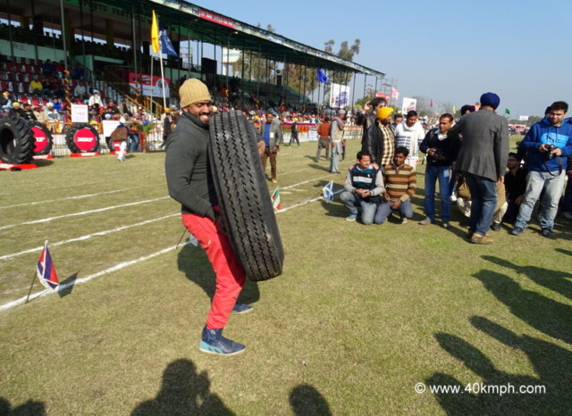 Tractor Tyre Lifting Competition at Kila Raipur Sports Festival 2015 in Punjab, India