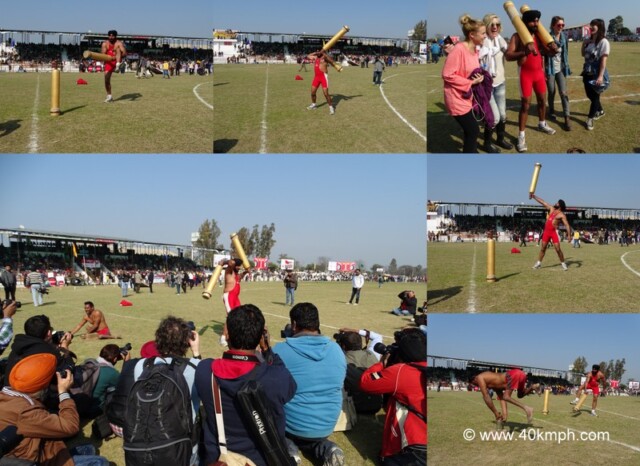 Wrestler Swinging Wooden Clubs at Kila Raipur Sports Festival 2015 in Punjab, India