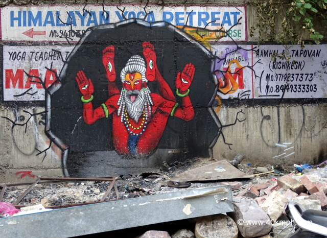 Dwi Pada Sirsasana - Yoga Pose Wall Art nearby Laxman Jhula in Rishikesh, Uttarakhand, India