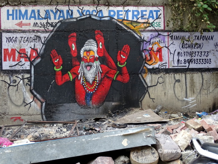 Dwi Pada Sirsasana - Yoga Pose Wall Art nearby Laxman Jhula in Rishikesh, Uttarakhand, India