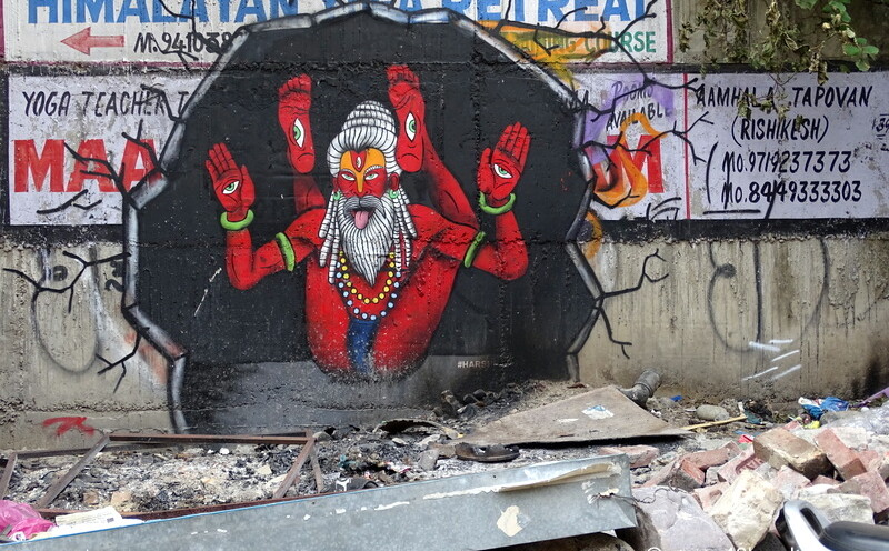 Dwi Pada Sirsasana - Yoga Pose Wall Art nearby Laxman Jhula in Rishikesh, Uttarakhand, India