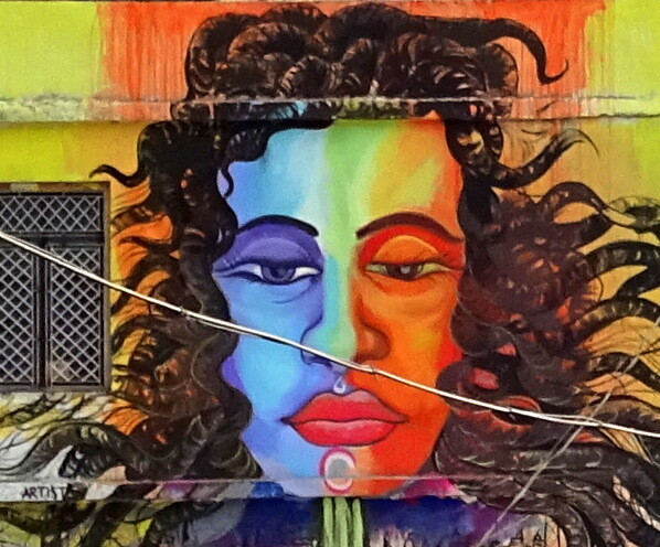 Wall Art nearby Laxman Jhula in Rishikesh, Uttarakhand, India