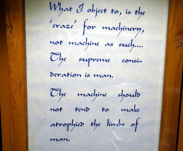 Gandhi Quote on Man vs Machine at Mani Bhavan, Gamdevi, Mumbai in Maharashtra, India