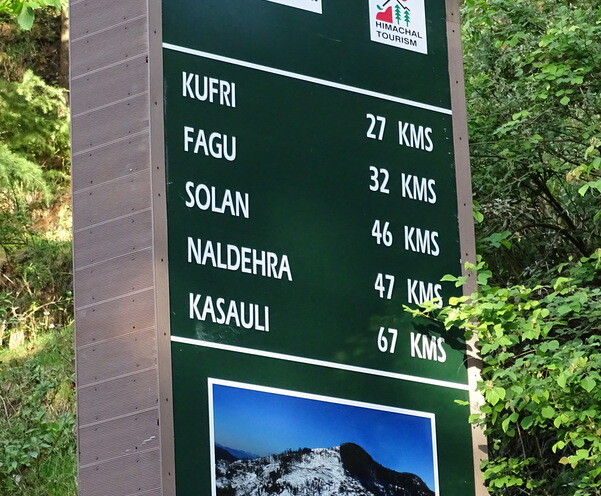 Distance from Chail (Himachal Pradesh, India) to nearby Tourist Places