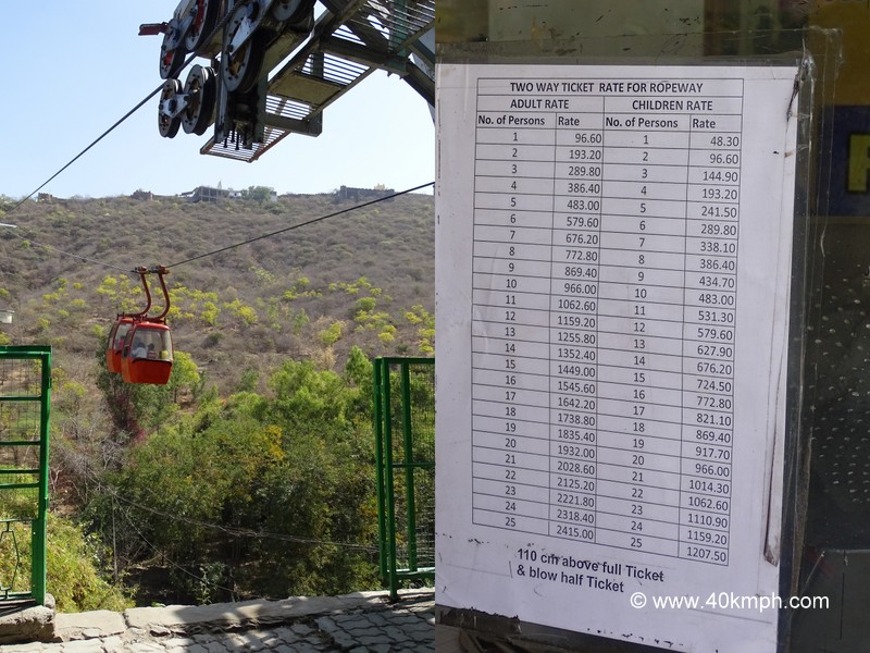 Ticket Rate for Ropeway at Karni Mata Temple in Udaipur, Rajasthan, India