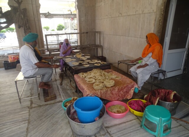 Gurudwara Sis Ganj Sahib (Chandni Chowk Road, Old Delhi, India) Volunteers Making Rotis at Community Kitchen