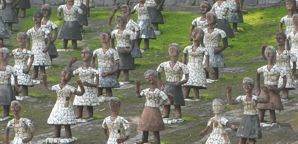Dancing Girls Made of Broken Crockery at Nek Chand Rock Garden in Chandigarh, Punjab, India