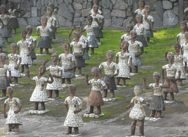 Dancing Girls Made of Broken Crockery at Nek Chand Rock Garden in Chandigarh, Punjab, India