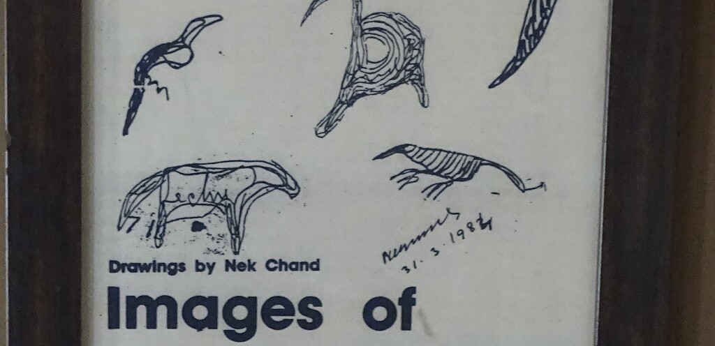 Nek Chand's Drawings and Signature from A Newspaper Article