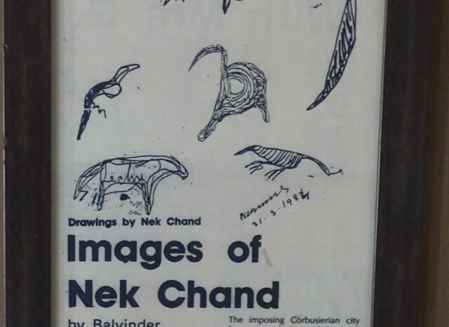 Nek Chand's Drawings and Signature from A Newspaper Article