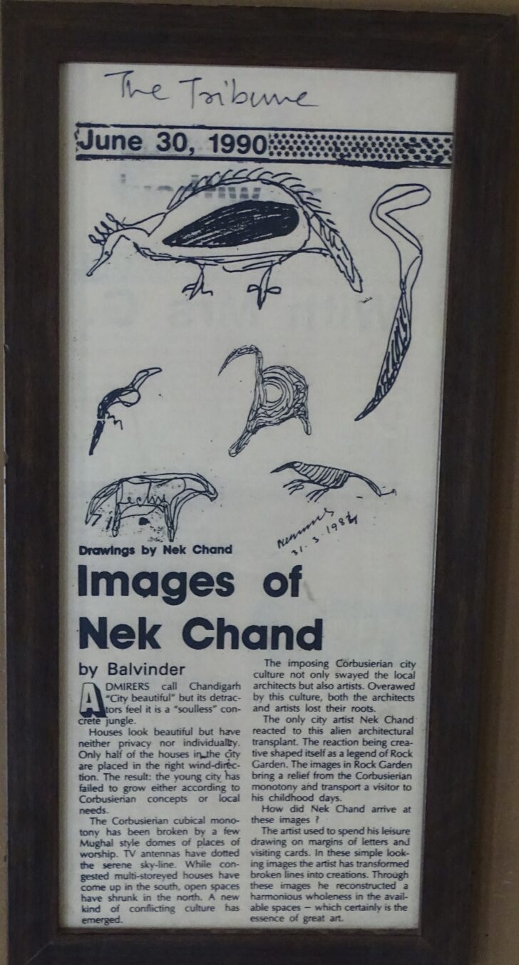 Nek Chand's Drawings and Signature from A Newspaper Article