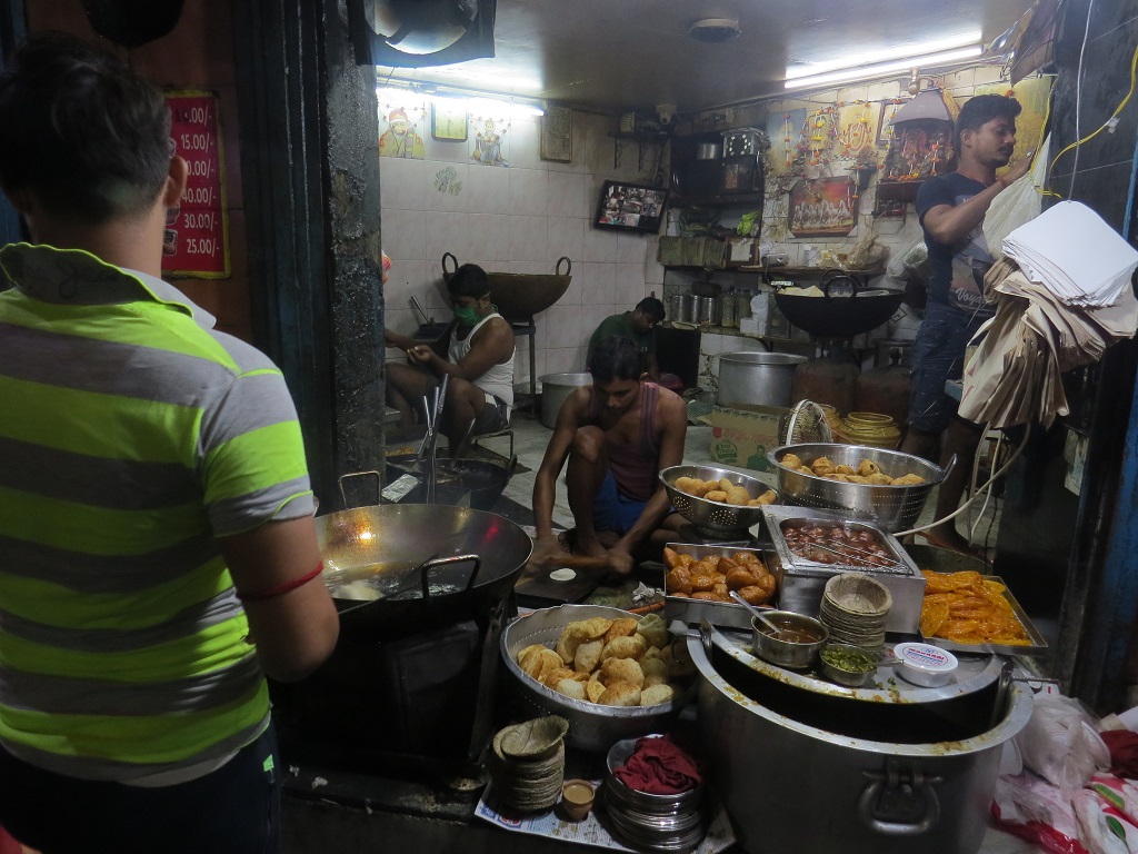 Workers Preparing Snacks at Maharaj Tea & Snacks (Kalighat, Kolkata, India)